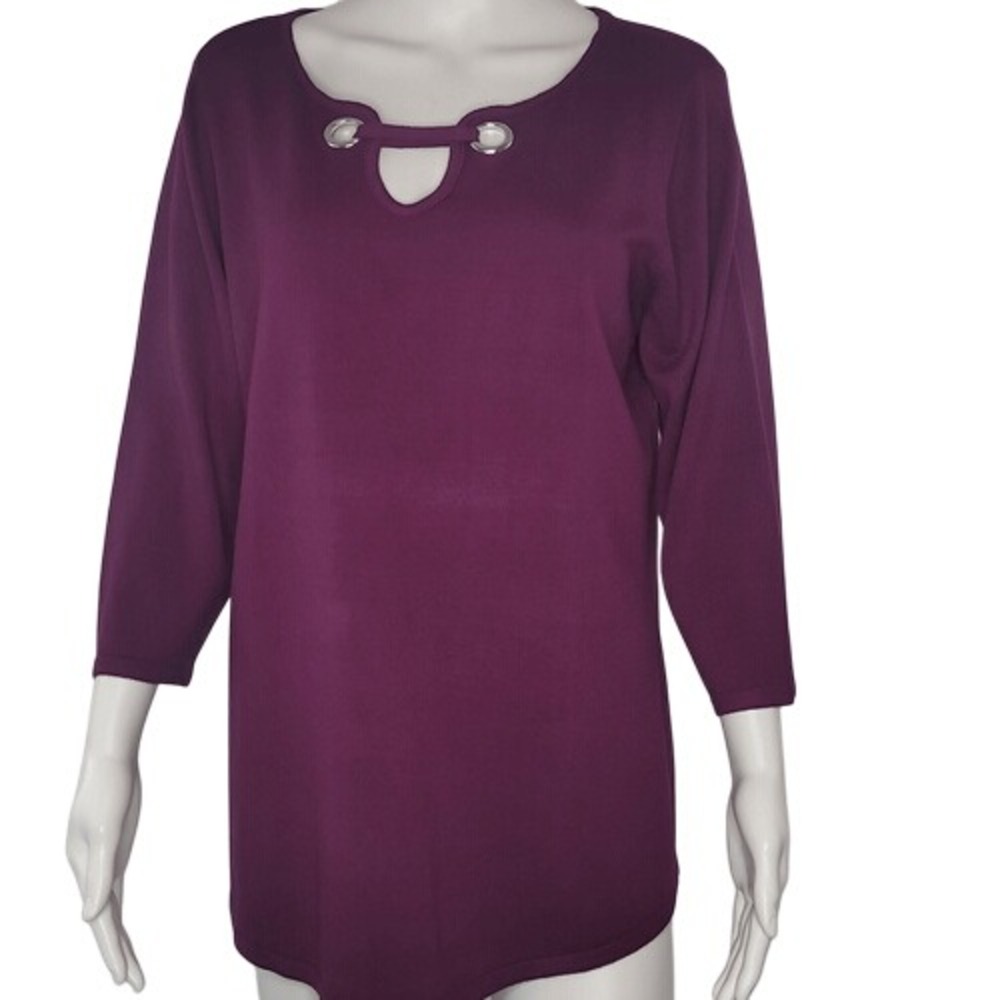 United States Sweaters Purple 3/4 Sleeve Sweater‎